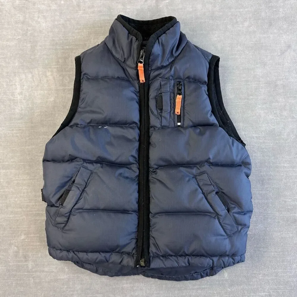 GAP Kids Jacket size XS (4) Navy DOWN Quilted Full Zip Fleece Lined‎ Puffer Vest